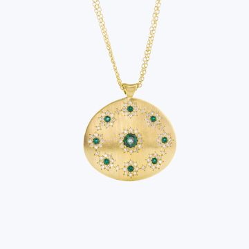 Shimmer Universe Pendant, Emerald and Diamond by Abchome