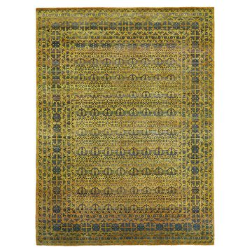 Green Transitional Wool Silk Blend Rug by Abchome - view 2