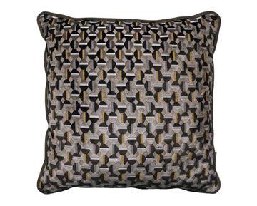 CUSHION LUMIÉRE VELVET ANTHRACITE GOLD 50×50 P by Aldeco