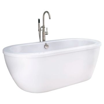 Cadet 66 x 32-Inch Freestanding Bathtub With Drain Brushed Nickel Finish by American Standard