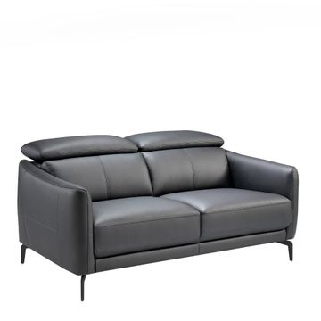 Sofa 2 seater upholstered in leather with legs steel black by Angel Cerdá