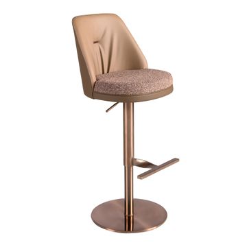 Stool swivel fabric brown jaspeada and faux leather brown by Angel Cerdá