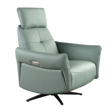 Armchair reclining swivel leather green turquesa by Angel Cerdá