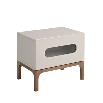 Bedside table noche wood grey and walnut with lighting interior by Angel Cerdá