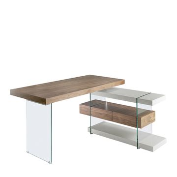 Desk wooden walnut and tempered glass by Angel Cerdá