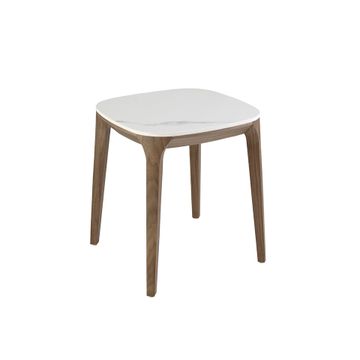 Table rincon square marble porcelain and walnut by Angel Cerdá