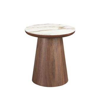 Table rincon round marble porcelain and walnut by Angel Cerdá
