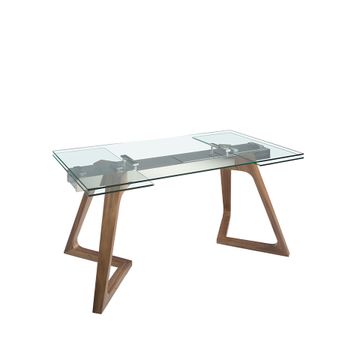 Dining table extending rectangular tempered glass by Angel Cerdá