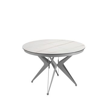 Dining table extending round marble porcelain and steel grey by Angel Cerdá