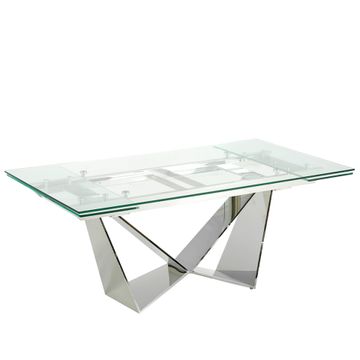 Dining table extending tempered glass and steel chrome by Angel Cerdá