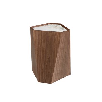 Table rincon triangular marble porcelain and walnut by Angel Cerdá