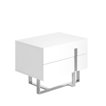 Bedside table noche wooden white and steel chrome by Angel Cerdá