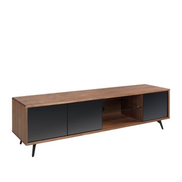 TV cabinet wooden walnut and doors glass black mirror by Angel Cerdá