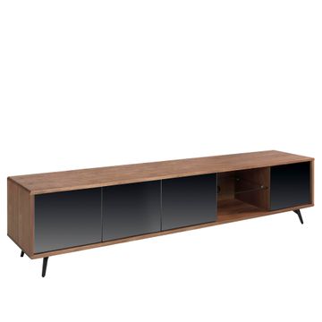 Tv cabinet wooden walnut and doors glass black mirror by Angel Cerdá