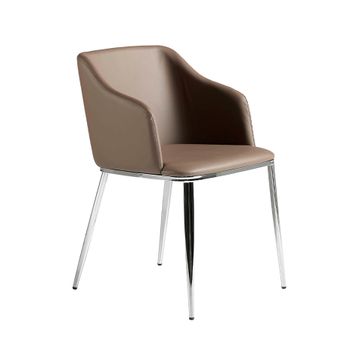 Chair upholstered in faux leather with frame steel chrome by Angel Cerdá