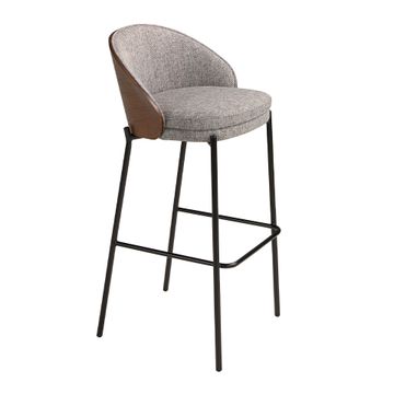 Stool fabric grey and walnut by Angel Cerdá