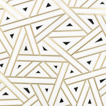 Grand Gatsby Thassos Black Blend Waterjet Mosaic Mixed Finish Stone by Artistictile