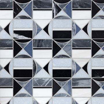 Hidden Circles Marble Waterjet Mosaic Honed Stone by Artistictile