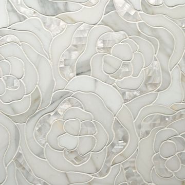 Chrysanthemum Calacatta Gold Waterjet Mosaic Mixed Finish Stone by Artistictile - view 2