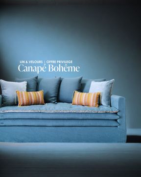 Canapé Bohème 200 cm en lin stonewashed Capri océan by Bérengère Leroy