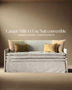 Canapé convertible Mille Et Une Nuit 200 cm en Tribu ciment ( couchage 160 cm ) by Bérengère Leroy