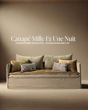 Canapé Mille Et Une Nuit 200 cm chanvre & fibres d’eucalyptus Origine by Bérengère Leroy