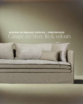 Canapé Mille Et Une Nuit 240 cm lin Terralino sable & velours Tsar sable by Bérengère Leroy