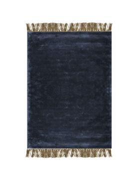 TAPIS TSAR BLEU NUIT FRANGES NATURE by Bérengère Leroy