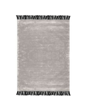 Tapis Tsar ciment franges lin noir by Bérengère Leroy