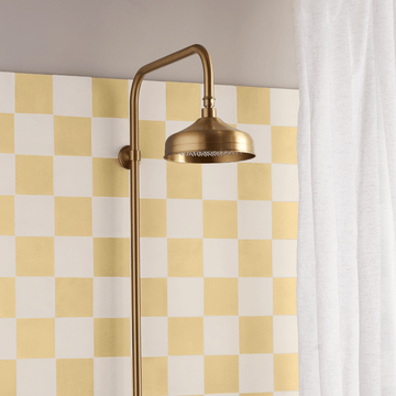 Sweet Yellow Chequerboard Cement Tile by Bert & May - view 4