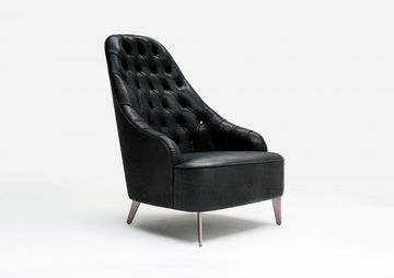 #BERTOLIVE | Design black Leather Armchair by BertO