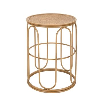 tavolino basso rotondo in metallo e rattan 55x40x40cm Samui by BICA S.p.A