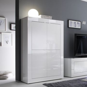 Credenza madia soggiorno cucina 4 ante bianco lucido Novia Wh Basic by BICA S.p.A
