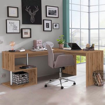 Scrivania angolare ufficio studio moderno 160/180cm in legno Vilnis WD by BICA S.p.A