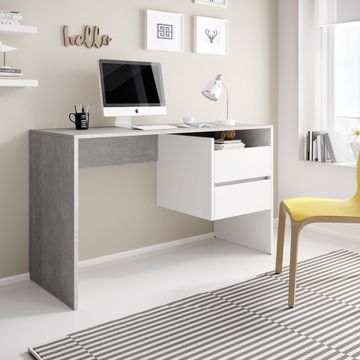 Scrivania ufficio design con 2 cassetti bianca moderna grigio Riley by BICA S.p.A