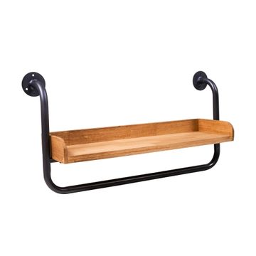 Mensola in legno e ferro nero stile industrial 60x16x30 cm Utility by BICA S.p.A