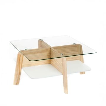 Tavolino basso da salotto vetro e legno rovere design moderno Vacker by BICA S.p.A