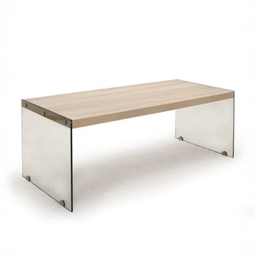Tavolino da salotto rettangolare vetro e rovere naturale Maggy by BICA S.p.A