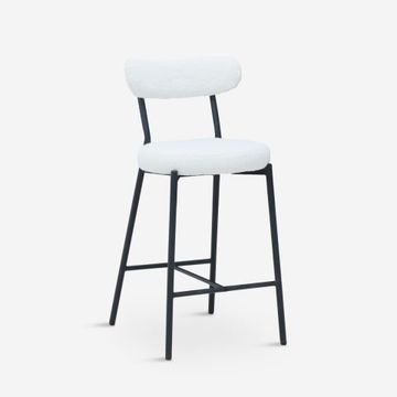 Sgabello alto moderno da cucina con schienale in bouclé bianco Opos by BICA S.p.A