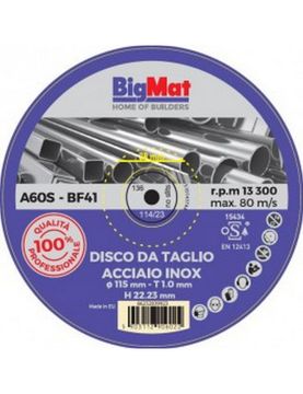 BIGMAT DISCO DA TAGLIO Pro ACCIAIO INOX 115x1 mm by BigMat