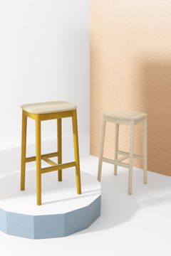 WHITE 135 - Ash stool with integrated cushion by Billiani - view 4