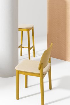WHITE 135 - Ash stool with integrated cushion by Billiani - view 7