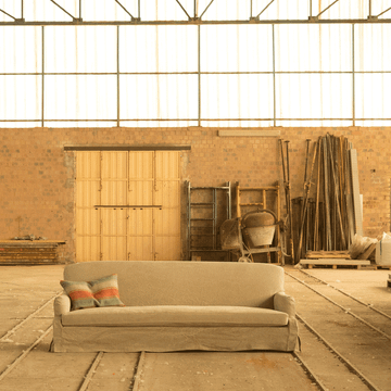 CLUBMAN - 3 seater linen sofa with castors by Blasco - view 4