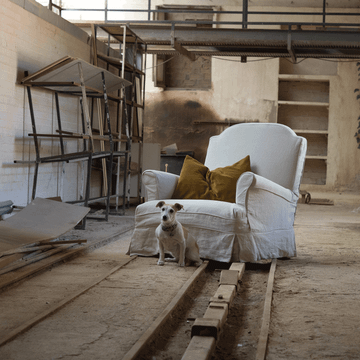 NADIA - Linen armchair with armrests by Blasco - view 4