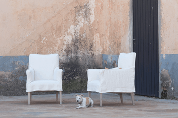 SOFÍA - Linen armchair with armrests by Blasco - view 2