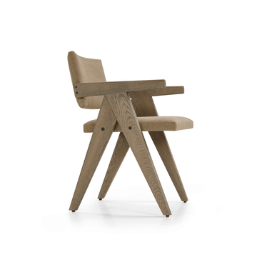 BIRDIE - Linen and oak chair with armrests by Blasco - view 3