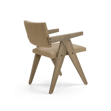 BIRDIE - Linen and oak chair with armrests by Blasco - view 2