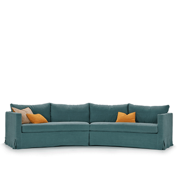 DAVIS - Curved 4 seater linen sofa by Blasco