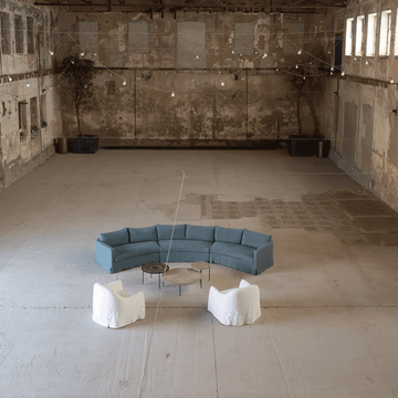 DAVIS - Curved 4 seater linen sofa by Blasco - view 3