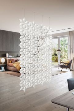 Facet hanging room divider 136 x 236cm in White by Bloomming